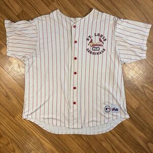 Vintage St Louis Cardinals Majestic Pinstripe MLB Baseball Jersey Button Up